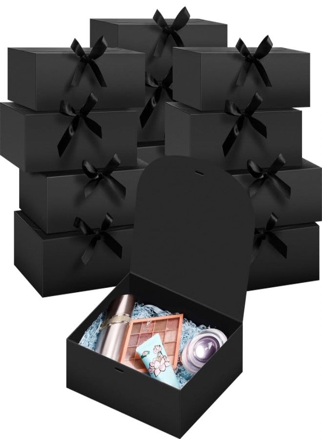 Tivcck 15 Pack Gift Boxes with Lids,10.6x7.8x3.1 Inch Black Gift Boxes Bulk,Bridesmaid Proposal Box with Ribbon,Black Kraft Paper Box for Birthday,Wedding,Christmas,Party Favors - Image 1